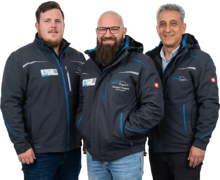 Unsere KFZ Sachverständigen: Denis Sieger, Giovanni Timperio und Sezgin Cömlek sind für Sie da